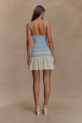 Ellison Contrast Knit Mini Dress - Blue/White